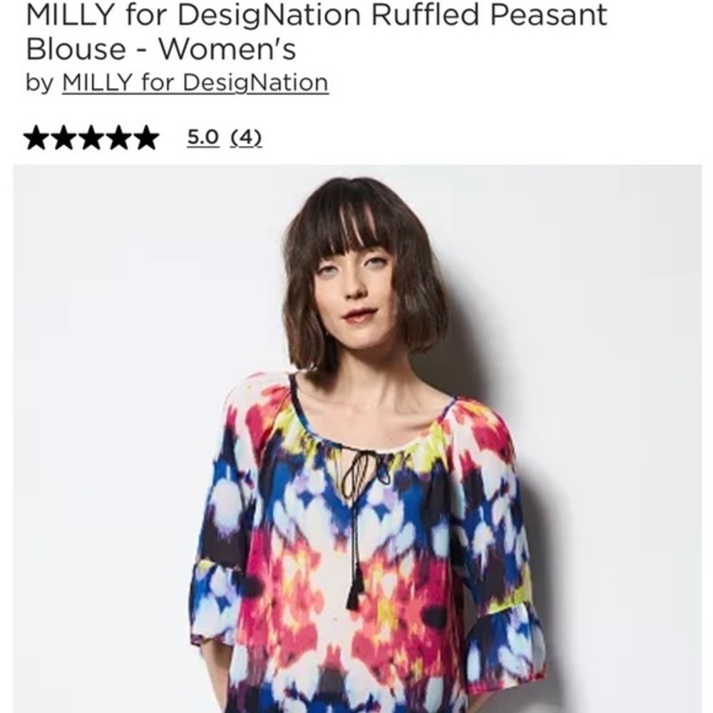 Milly for Design Nation sheer tie dye Boho blouse Size‎ M - Picture 6 of 6